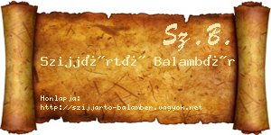 Szijjártó Balambér névjegykártya